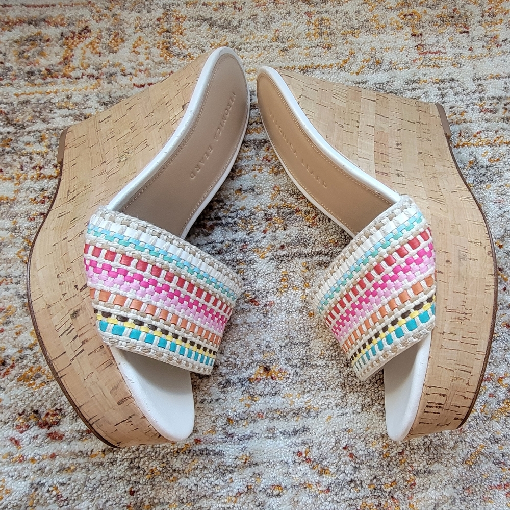 Veronica Beard Dali Woven Wage Sandal Size 8